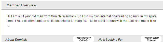 EuroCupid Profile Tips For Attracting Your Perfect Match 11 Picture of what's below the quickview section on Russian Cupid.