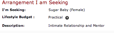 Sugar baby about me examples