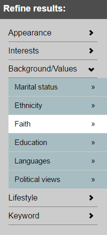 religion filter on Match.com