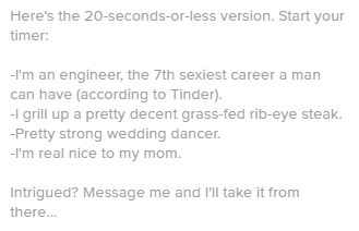 down to earth style tinder bio