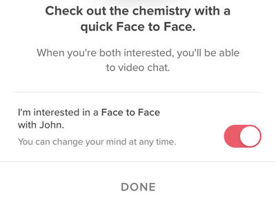 Face to Face feature on Tinder