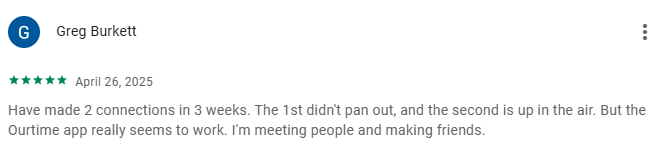 OurTime Google play review
