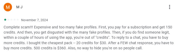 OurTime Google play review