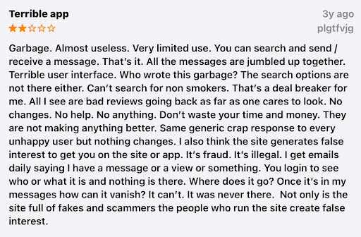 OurTime Google reviews