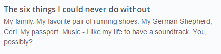 OkCupid Example of a list