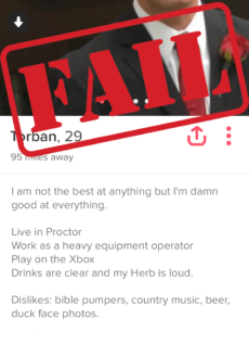 bad tinder profile example for men