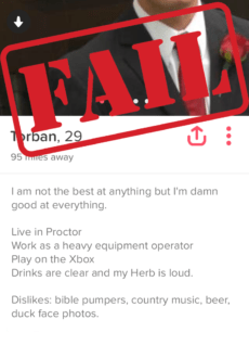 8 Examples Of Funny Tinder Bios For Guys (2023 Edition) 15 bad tinder profile example for men