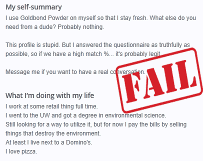 OkCupid Profile Fail