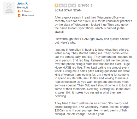 ChicagoLand Singles Yelp review