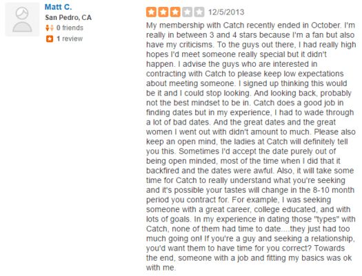 Catch Matchmaking yelp review