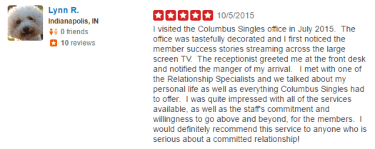 Columbus Singles Yelp review