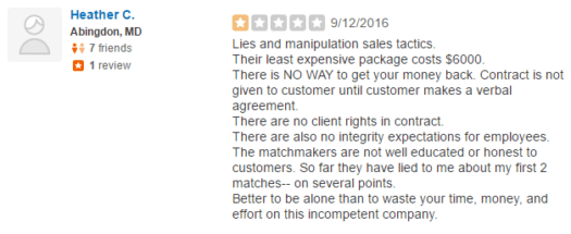 Maryland Matchmakers Yelp review