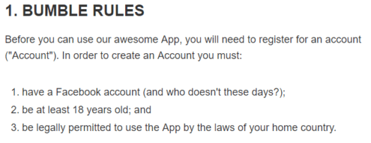 Bumble terms and conditions