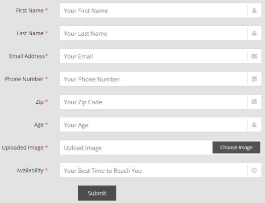 Caliber Match contact form