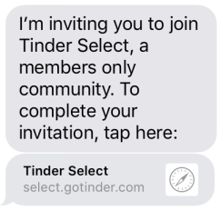 Tinder Select invite