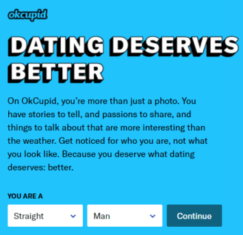 Captura de tela do OkCupid