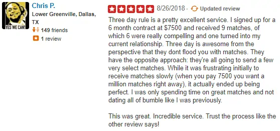 Yelp reviews for Three Day Rule