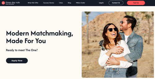Three Day Rule matchmaking service website homepage