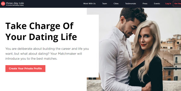 Three Day Rule matchmaking website homepage