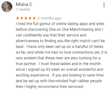 Google reviews for one on one matchmaking
