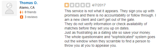 Yelp reviews east bay matchmakers