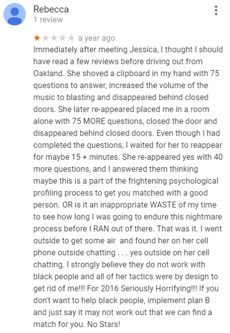 google review for east bay matchmakers