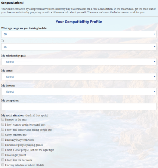 monterey bay matchmakers compatibility profile