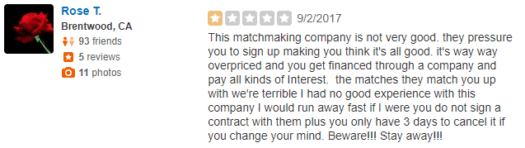 yelp reviews for east bay matchmakers