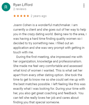 google reviews Joann Cohen matchmaking