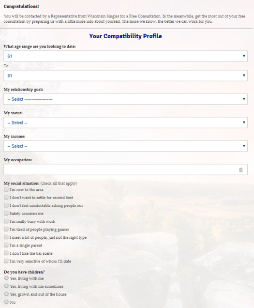 wisconsin singles questionairre