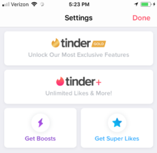 Tinder Boost settings