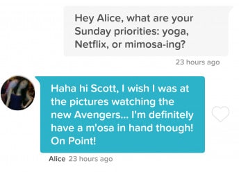 tinder opener example about Sunday priorities