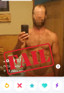 Tinder selfie fail example