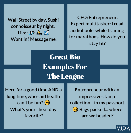 10 About Me & Interests Examples For Your Bio On The League 7 About Me examples for The League