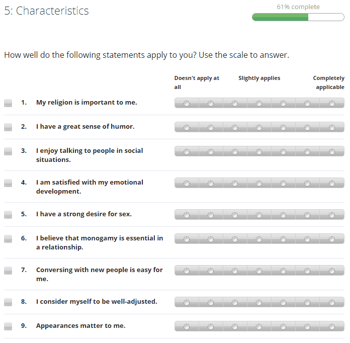 silver singles personality test