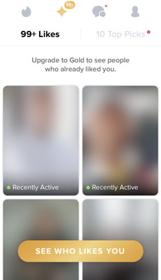 Tinder Gold Perk - see who likes you