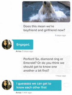 Tinder conversation starter with an animated gif