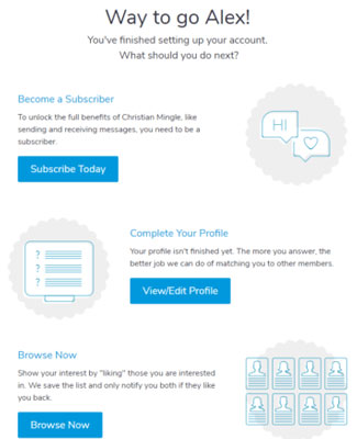 Christian Mingle set up screen