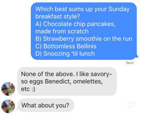 Tinder line about breakfast