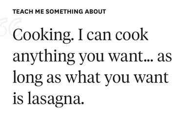 good Hinge prompt answer about cooking