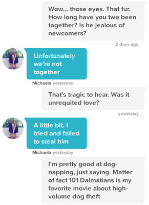 Message to send someone on Tinder who has a dog.