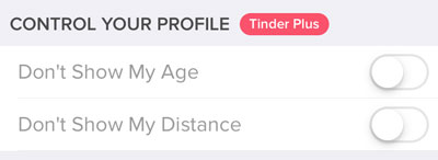 profile control on Tinder Plus