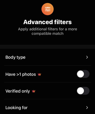 Hily's Advanced filters