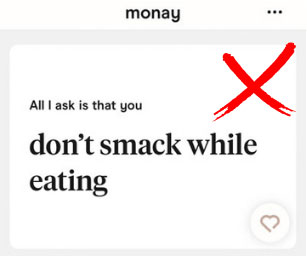Example of what not to say on Hinge