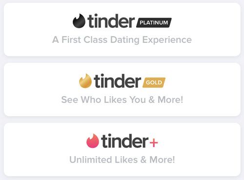 Tinder upgrade tiers