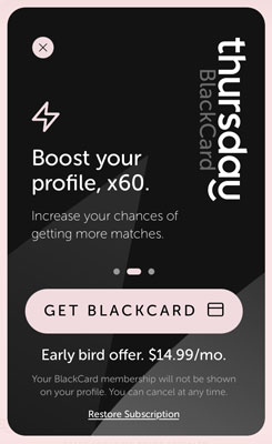 Thursday BlackCard premium membership cost