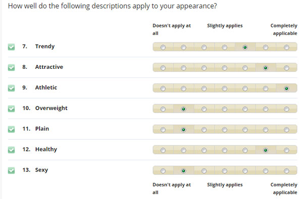 Elite Singles profile test question example