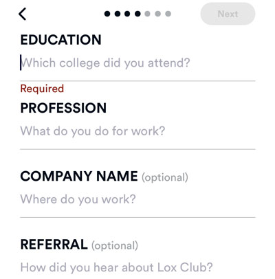 Lox Club application information