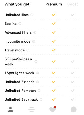 All of Bumble's paid features