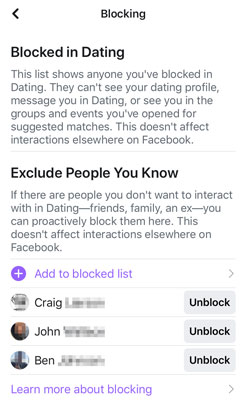 How to unblock someone in Facebook dating